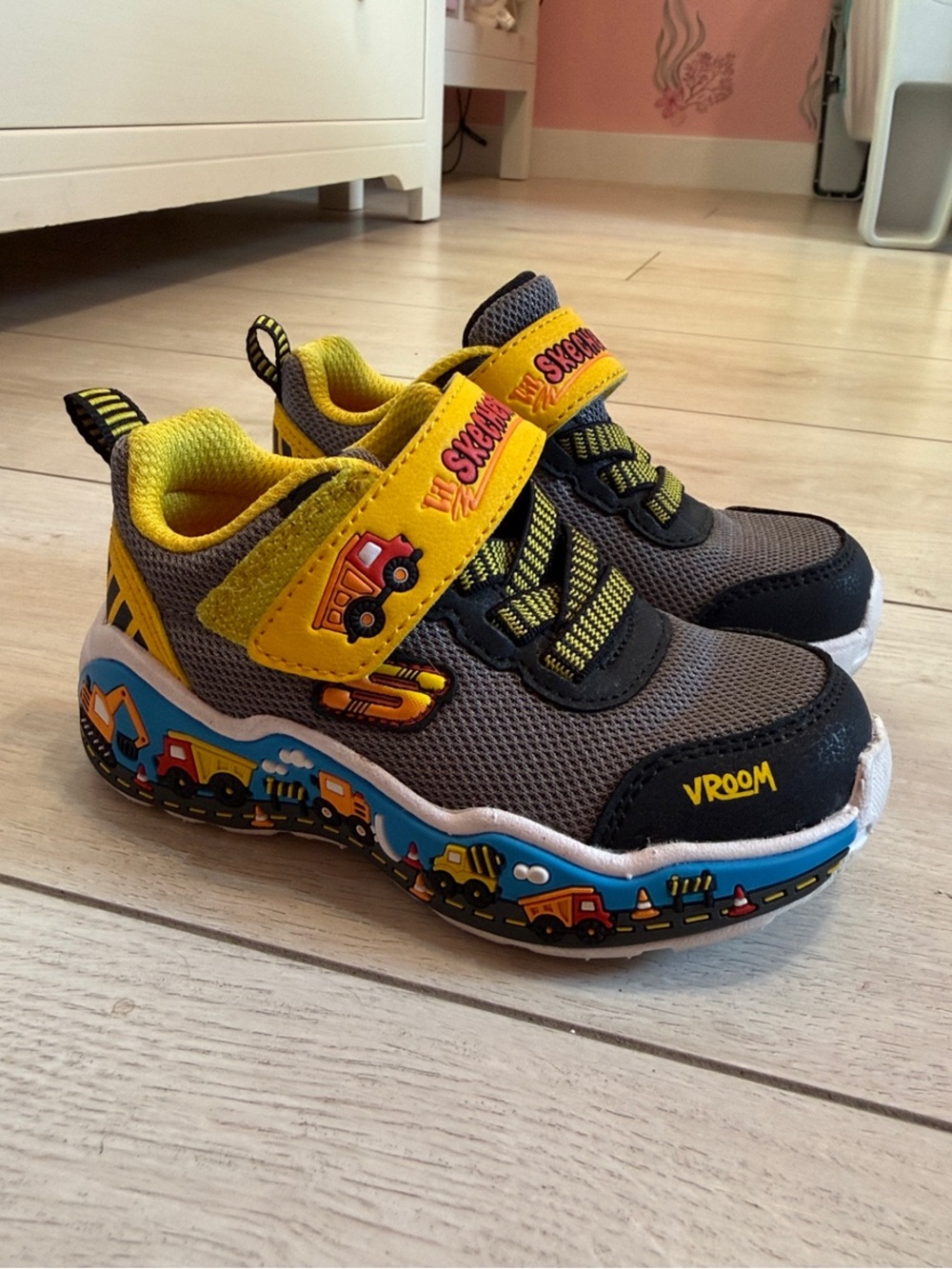 Skechers Grey and Yellow Kids Construction Sneakers